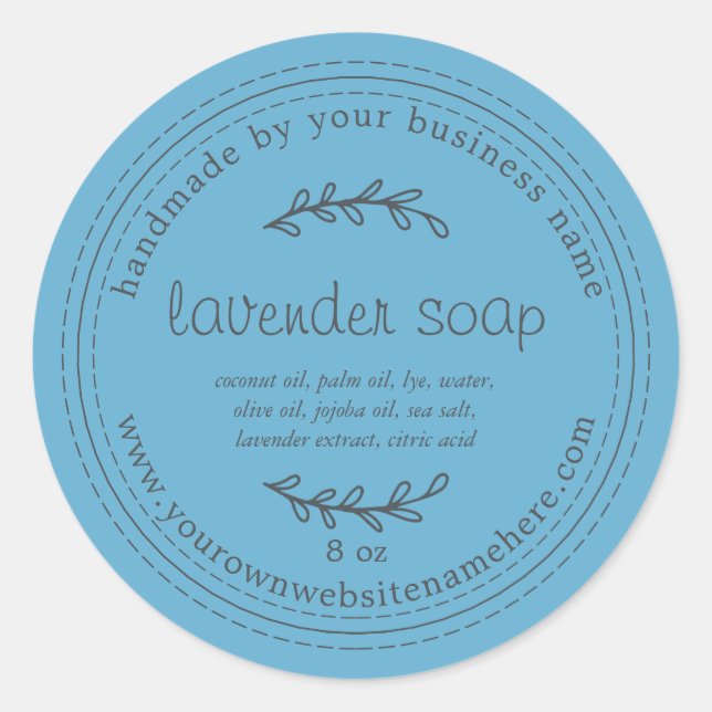 Rustic Handmade Lavender Soap Grotto Blue Classic Round Sticker (Front)