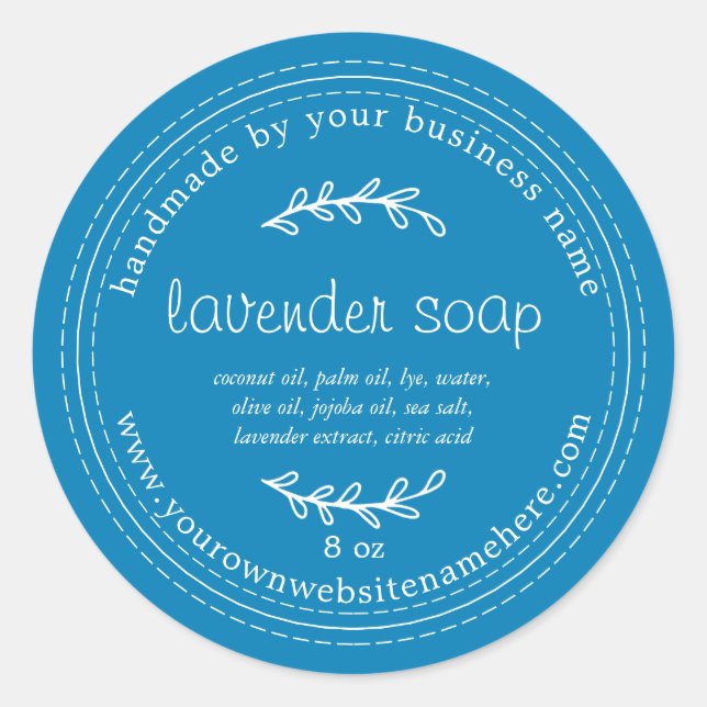 Rustic Handmade Lavender Soap Ibiza Blue Classic Round Sticker (Front)