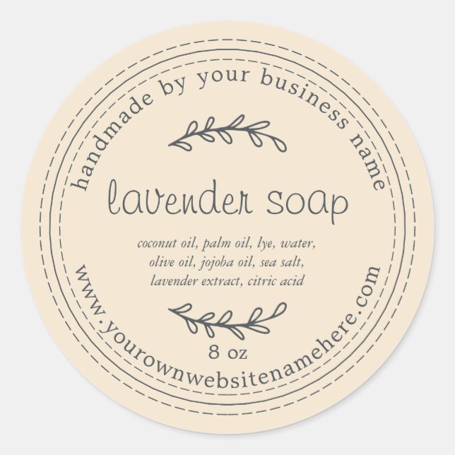 Rustic Handmade Lavender Soap Ivory Classic Round Sticker (Front)