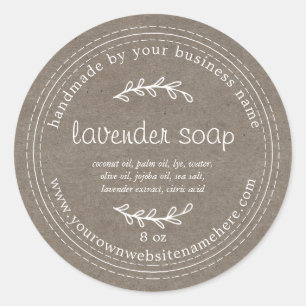 Rustic Handmade Lavender Soap Kraft Paper Classic Round Sticker