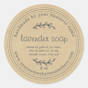 Rustic Handmade Lavender Soap Kraft Paper Classic Round Sticker