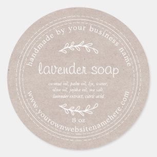 Rustic Handmade Lavender Soap Kraft Paper Classic Round Sticker