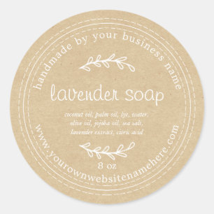 Rustic Handmade Lavender Soap Kraft Paper Classic Round Sticker