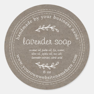 Rustic Handmade Lavender Soap Kraft Paper Classic Round Sticker