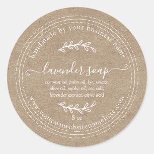 Rustic Handmade Lavender Soap Kraft Paper Classic Round Sticker