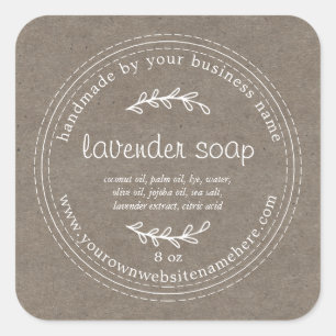 Rustic Handmade Lavender Soap Kraft Paper Square Sticker