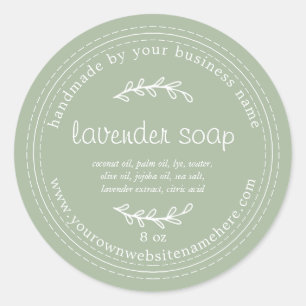 Rustic Handmade Lavender Soap Laurel Green Classic Round Sticker