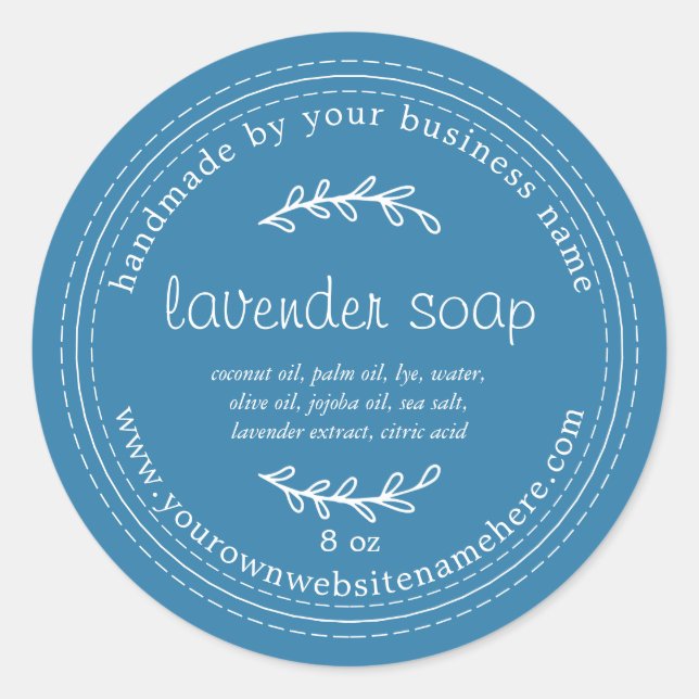 Rustic Handmade Lavender Soap Mediterranean Blue Classic Round Sticker (Front)