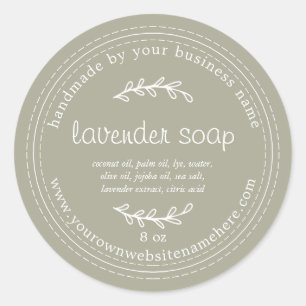 Rustic Handmade Lavender Soap Moss Grey Classic Round Sticker