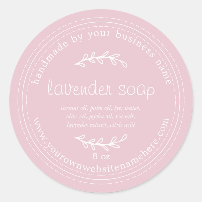 Rustic Handmade Lavender Soap Parfait Pink Classic Round Sticker (Front)