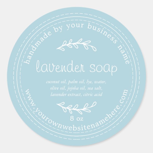 Rustic Handmade Lavender Soap Pastel Blue Glow Classic Round Sticker (Front)