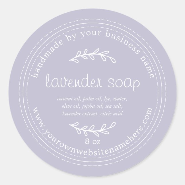 Rustic Handmade Lavender Soap Purple Classic Round Sticker (Front)