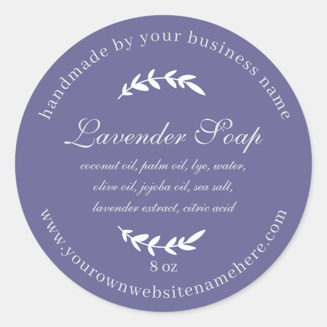 Rustic Handmade Lavender Soap Purple Classic Round Sticker (Front)