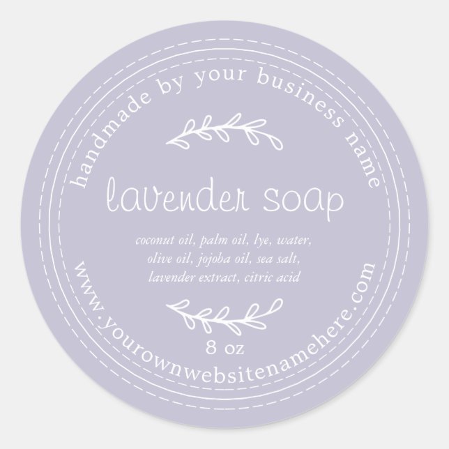 Rustic Handmade Lavender Soap Purple Classic Round Sticker (Front)