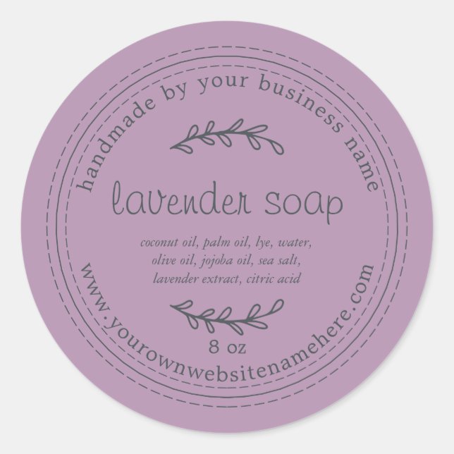 Rustic Handmade Lavender Soap Purple Classic Round Sticker (Front)