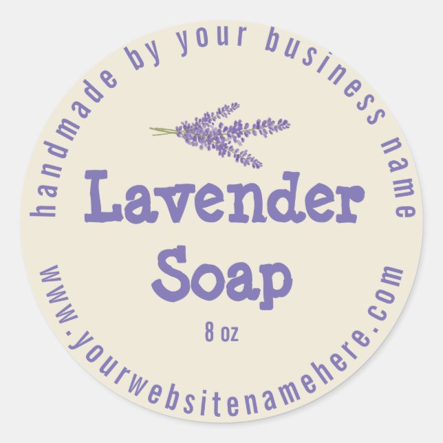 Rustic Handmade Lavender Soap Purple White Classic Round Sticker (Front)