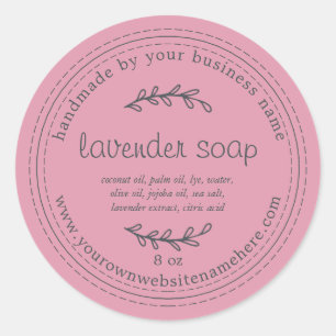 Rustic Handmade Lavender Soap Sea Pink Classic Round Sticker