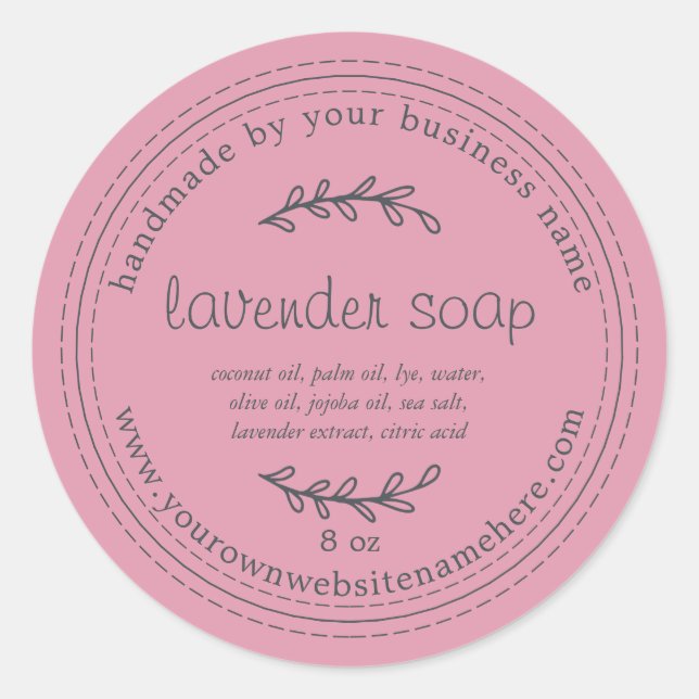 Rustic Handmade Lavender Soap Sea Pink Classic Round Sticker (Front)