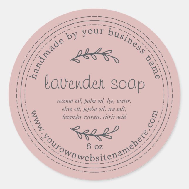 Rustic Handmade Lavender Soap Silver Pink Classic Round Sticker (Front)