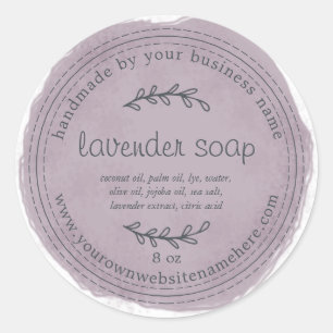 Rustic Handmade Lavender Soap Watercolor Purple Classic Round Sticker