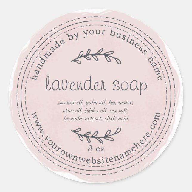 Rustic Handmade Lavender Soap Watercolor Purple Classic Round Sticker (Front)