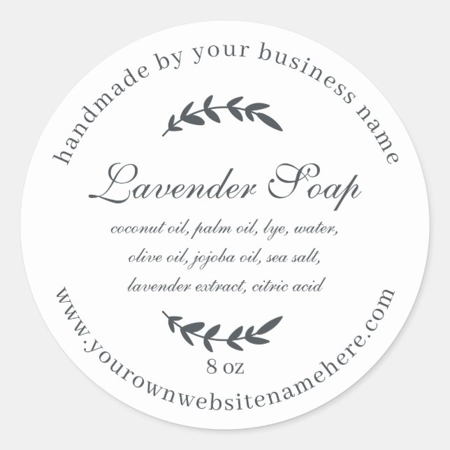 Rustic Handmade Lavender Soap White Classic Round Sticker (Front)