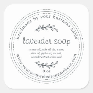 Rustic Handmade Lavender Soap White Square Sticker
