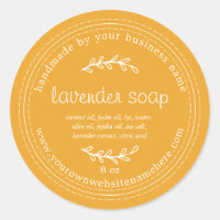 Rustic Handmade Lavender Soap Yellow Classic Round