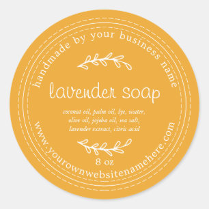 Rustic Handmade Lavender Soap Yellow Classic Round Sticker