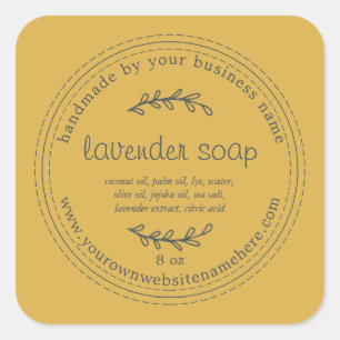 Rustic Handmade Lavender Soap Yellow Square Sticker