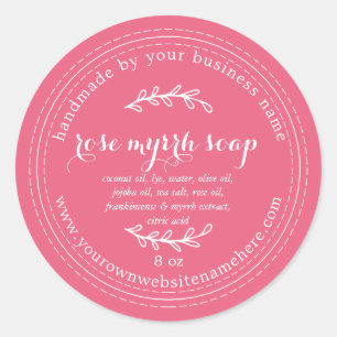 Rustic Handmade Rose Myrrh Soap Camellia Pink Classic Round Sticker