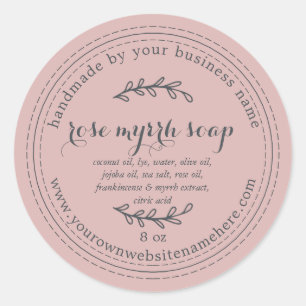 Rustic Handmade Rose Myrrh Soap Silver Pink Classic Round Sticker