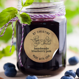 Rustic Handmade With Love blueberry Jam Label