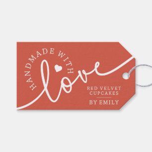 Rustic Handmade with Love Script Heart Baked Goods Gift Tags
