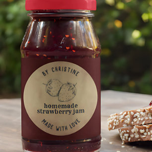 Rustic Handmade With Love Strawberry Jam Label 