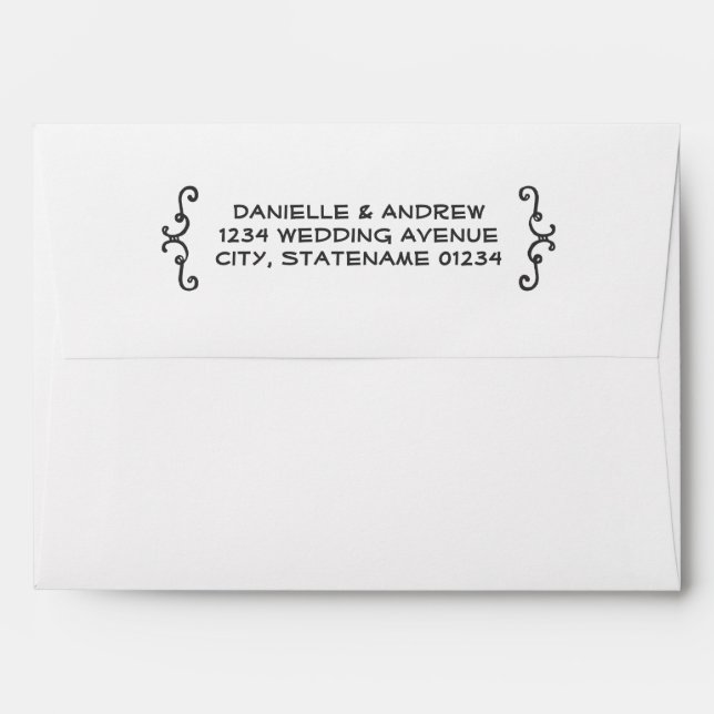 Rustic Handwritten Black White Wedding Mailing Envelope (Back (Top Flap))