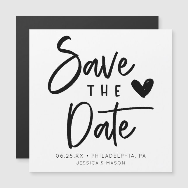 Rustic Handwritten Wedding Save The Date Magnetic Invitation (Front/Back)