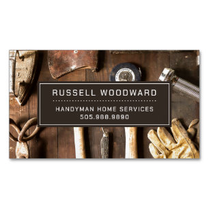 Rustic Handyman Carpenter Tools Of Trade Magnetic Business Card