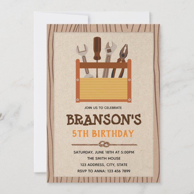 Rustic handyman do party Invitation (Front)
