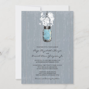 Rustic Hanging Mason Jar Wedding Invitation