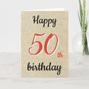 Rustic Happy Birthday Script 50th Birthday Card