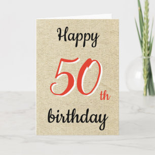 Rustic Happy Birthday Script 50th Birthday Card