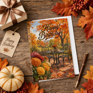 Rustic Happy Fall Season Birthday Greeting  Card
