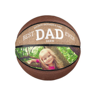 Rustic Happy Father's Day Best Dad Ever  Photo Mini Basketball