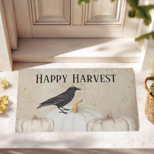 Rustic Happy Harvest Pumpkin Doormat