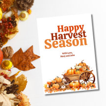 Rustic Happy Harvest Season Pumpkin Greeting