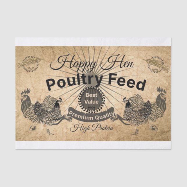 Rustic Happy Hen Decoupage/Tissue Paper (Front)