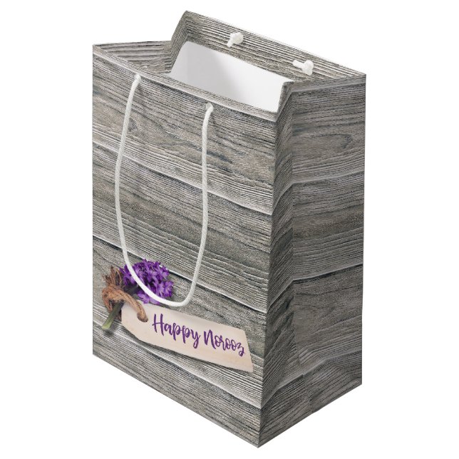 Rustic Happy Norooz Hyacinth - Medium Gift Bag (Front Angled)