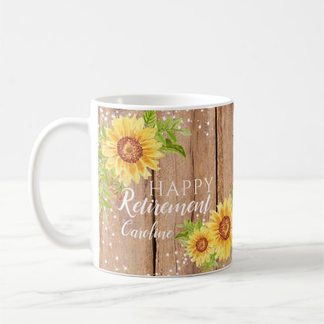 Rustic Happy Retirement Floral Mug (Left)