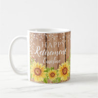 Rustic Happy Retirement Sunflower Floral Mug